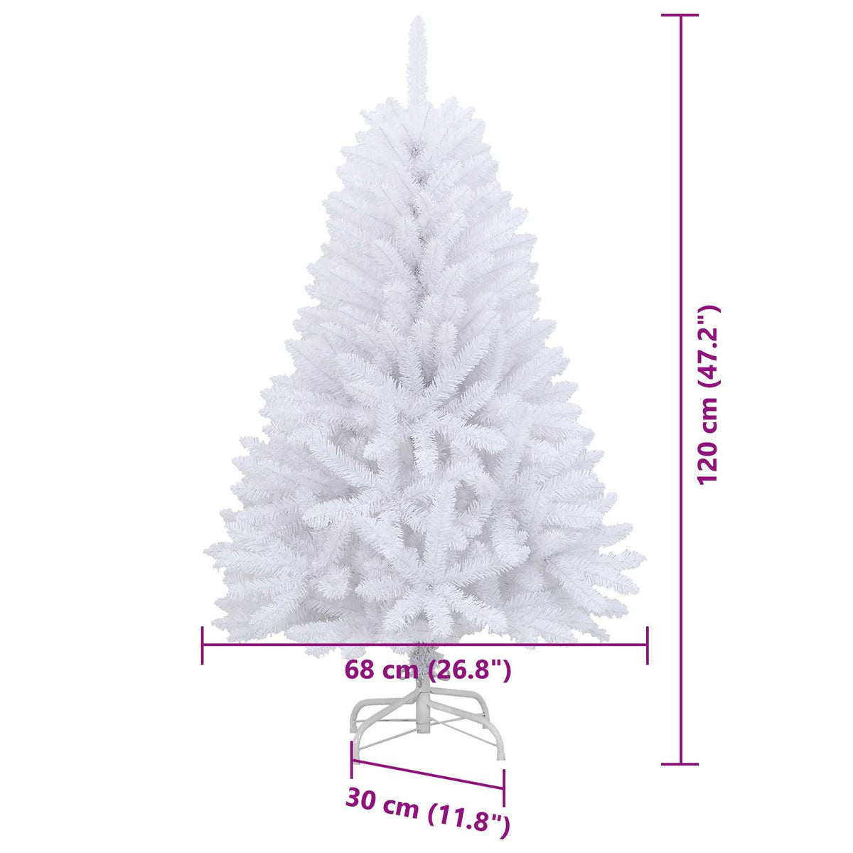 Umjetno božićno drvce s nogom Bijela 120 cm PVC i čelik