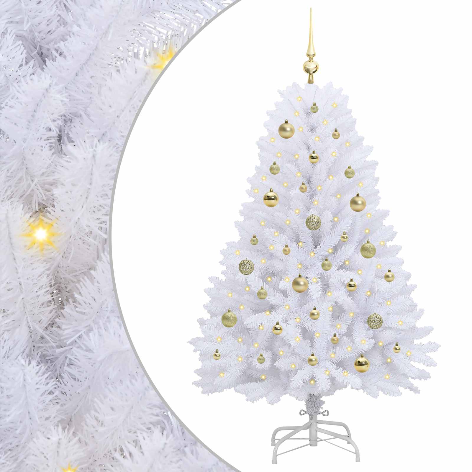 Umjetno božićno drvce s nogom Bijelo 150 cm PVC i čelik