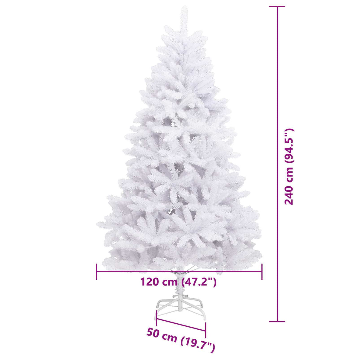 Umjetno božićno drvce s nogom Bijela 240 cm PVC i čelik