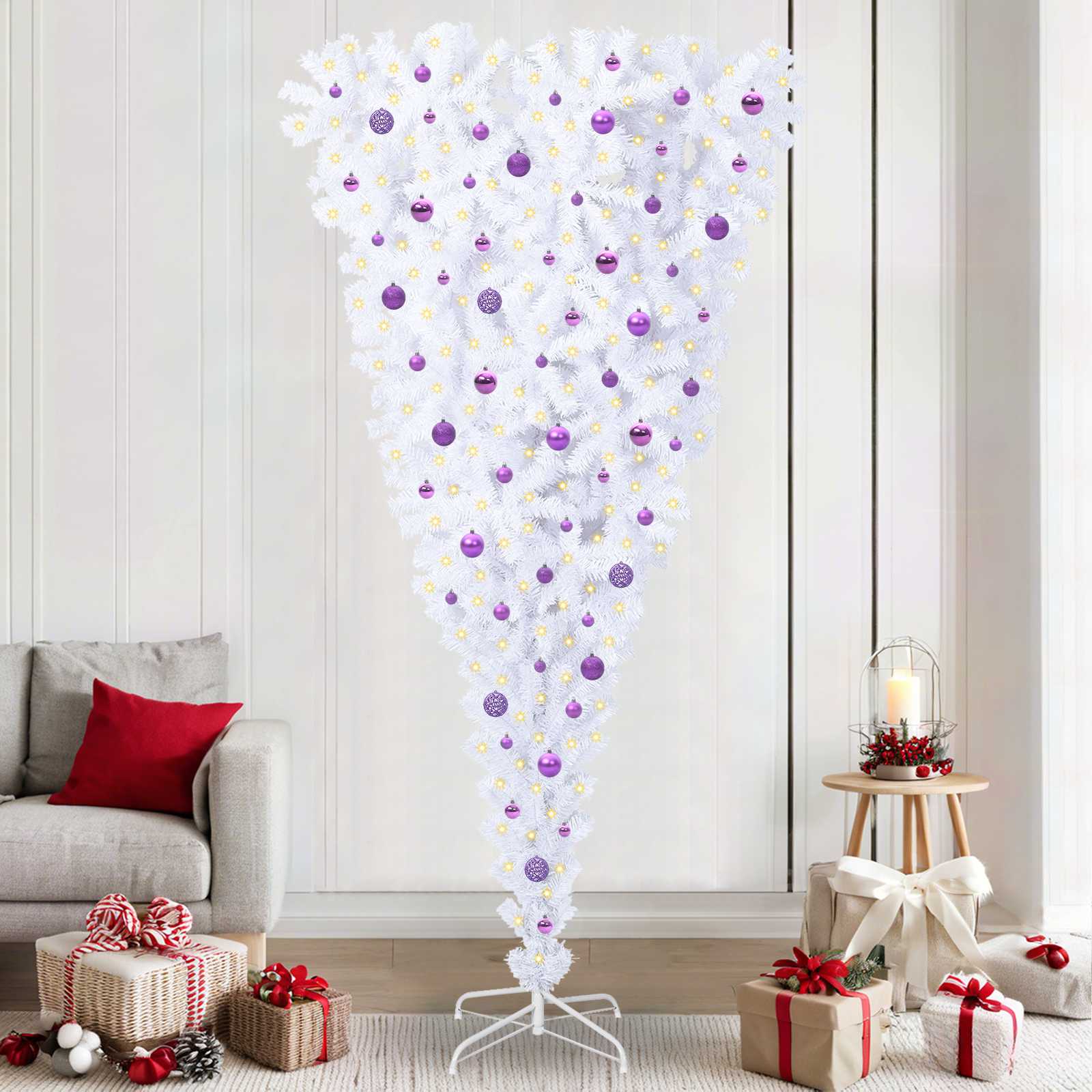 Umjetno božićno drvce s stalakom Bijelo 240 cm PVC i Čelik