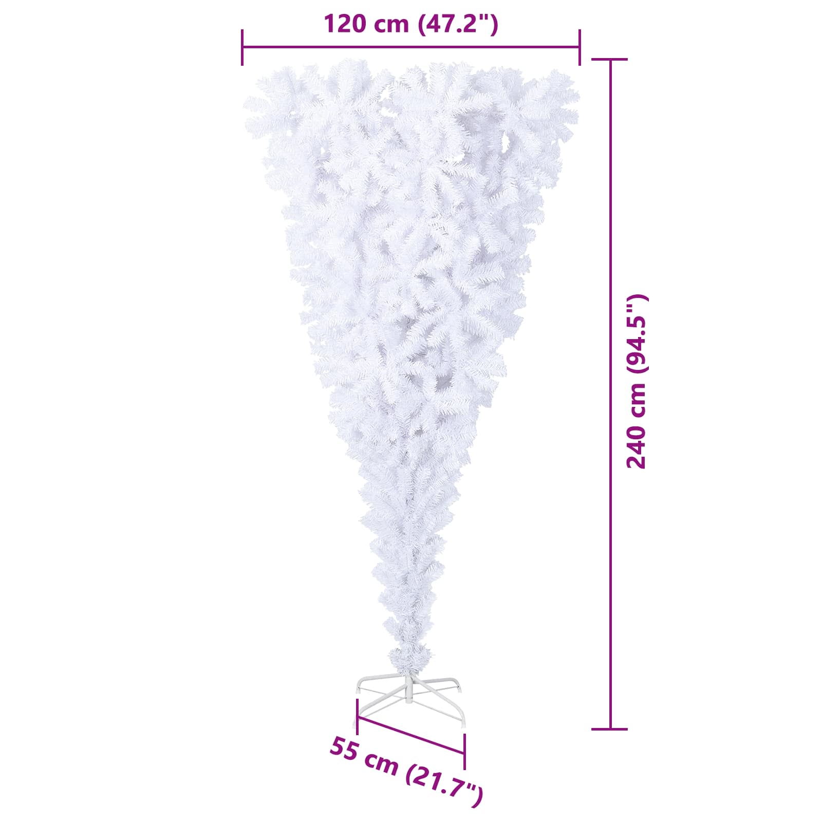 Umjetno božićno drvce s stalakom Bijelo 240 cm PVC i Čelik