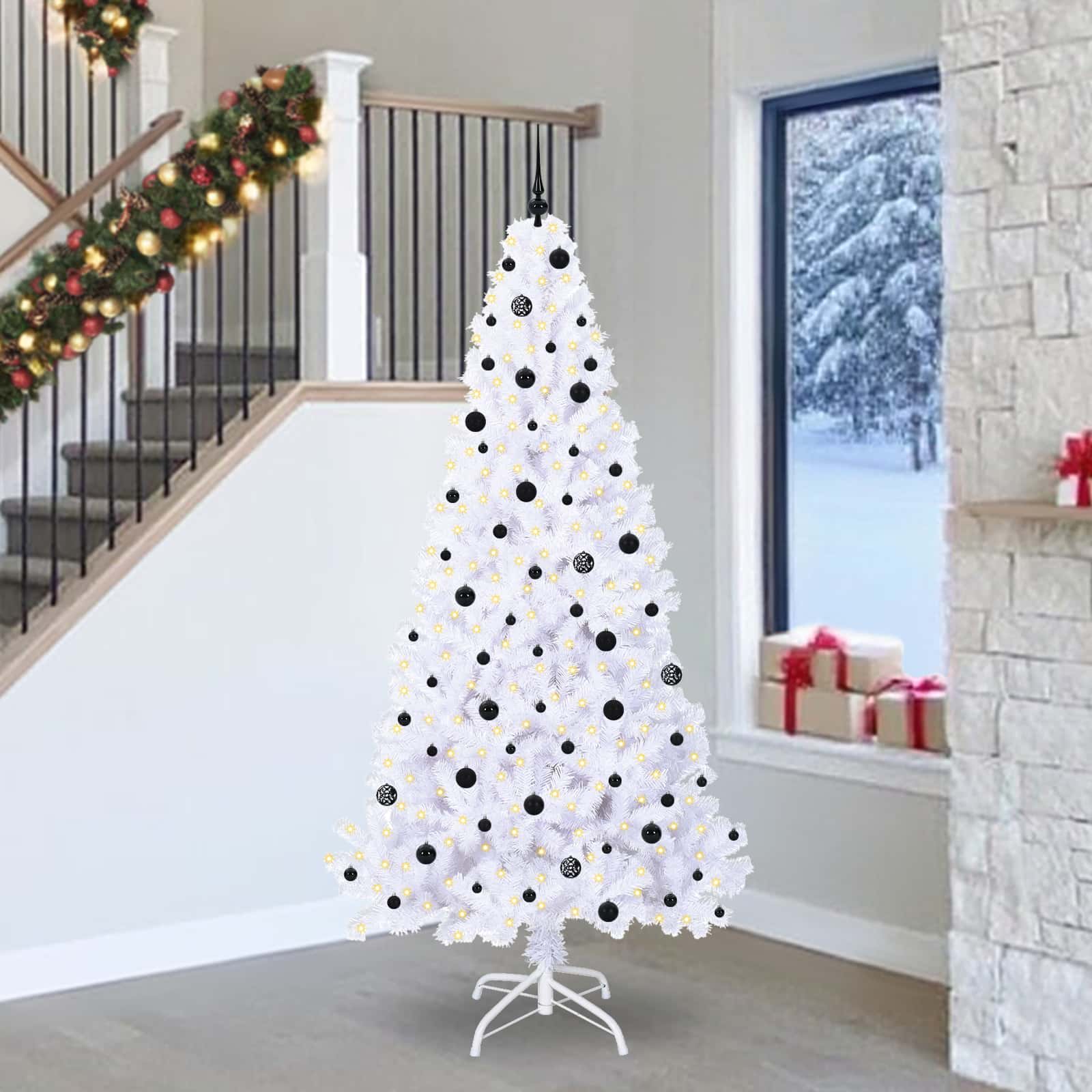 Umjetno božićno drvce s stalakom Bijelo 240 cm PVC i čelik
