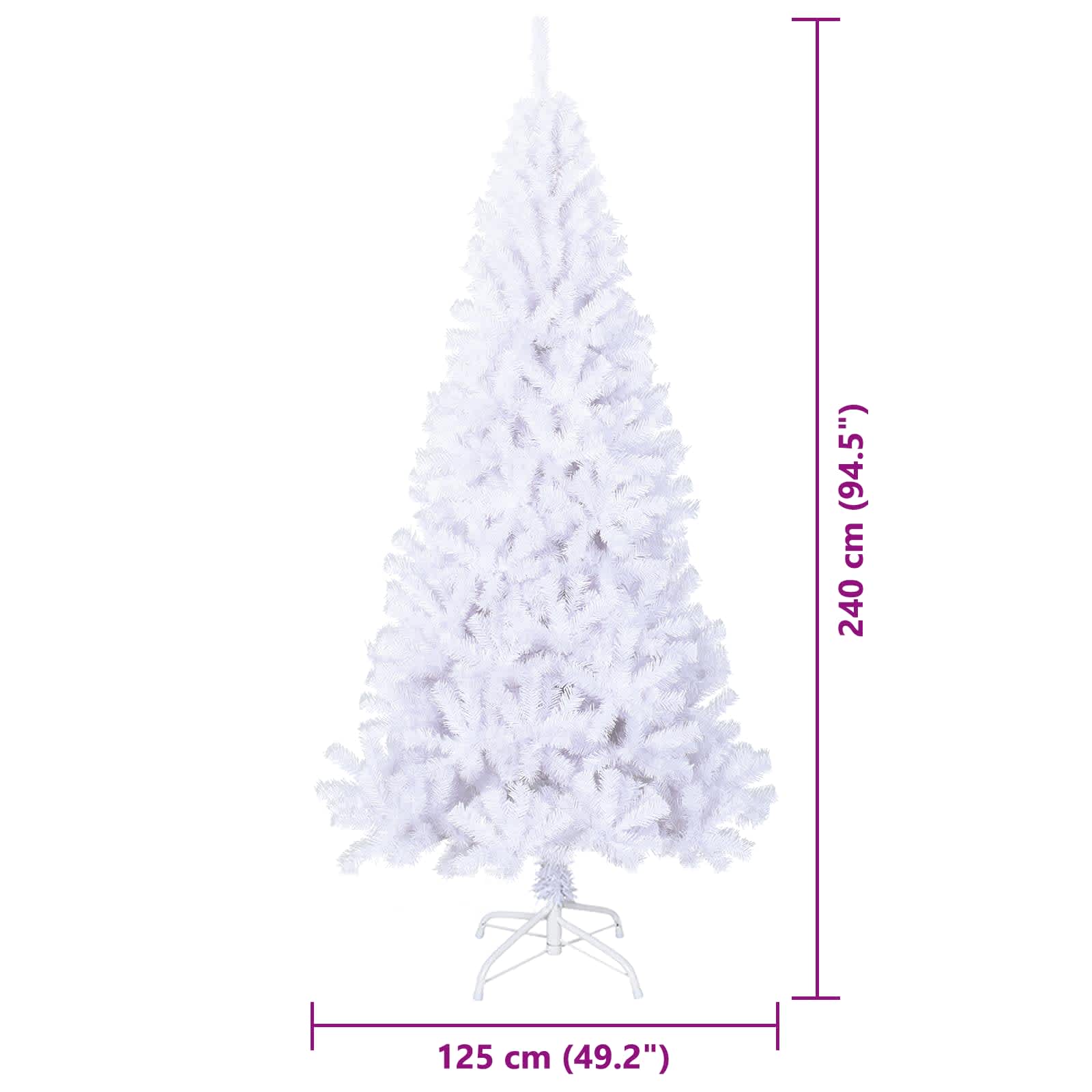 Umjetno božićno drvce s stalakom Bijelo 240 cm PVC i čelik
