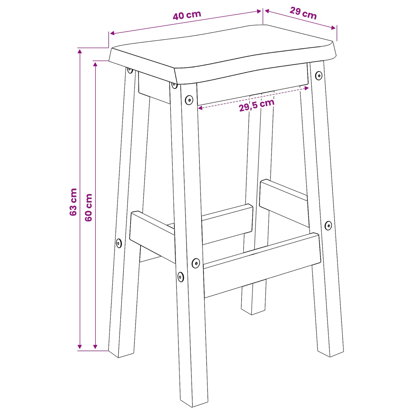 Visoka barska stolica EKAI 2 pcs Crna 40 x 29 x 63 cm