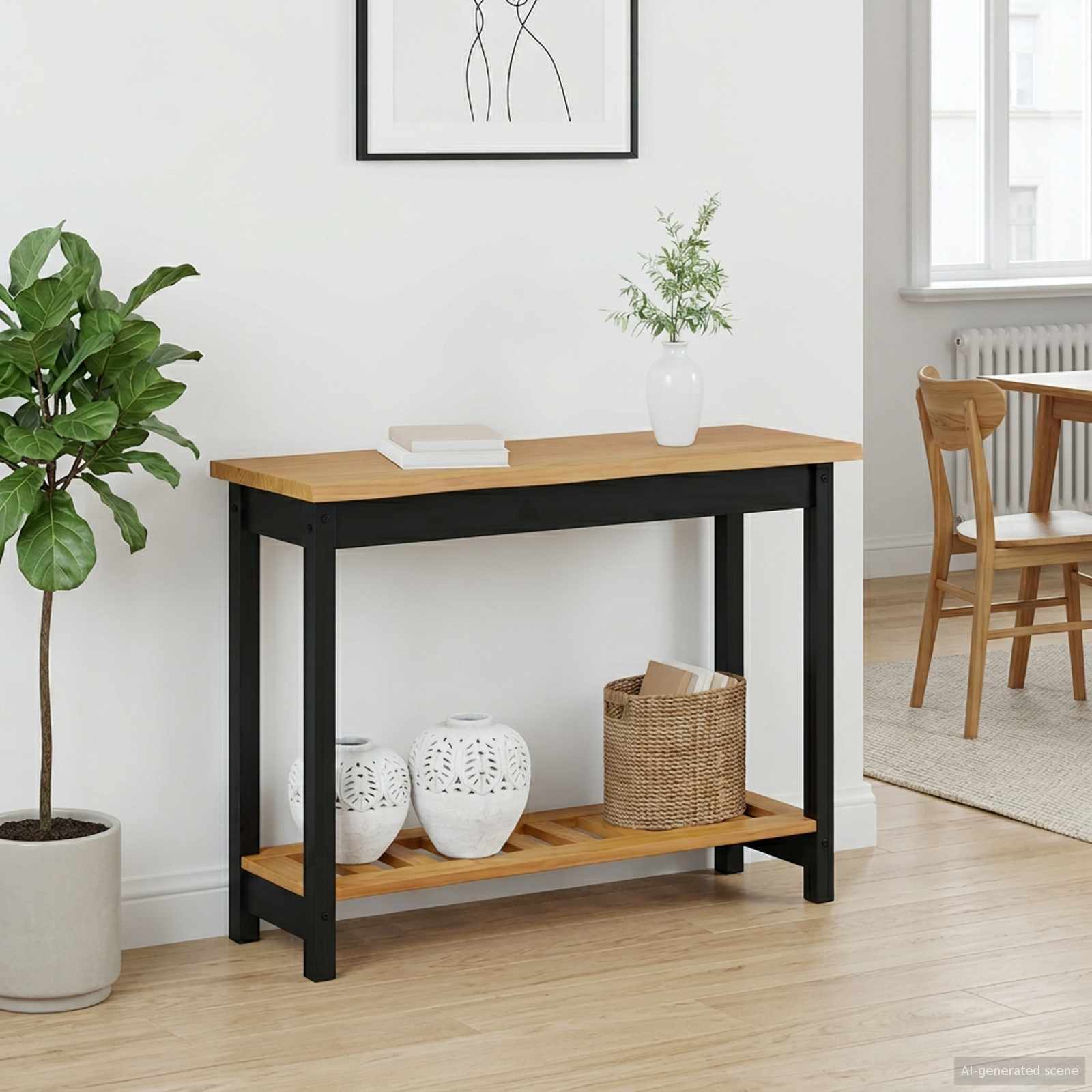 Konzolna stolica EKAI Crna 112 x 35 x 76 cm Masivna borovina