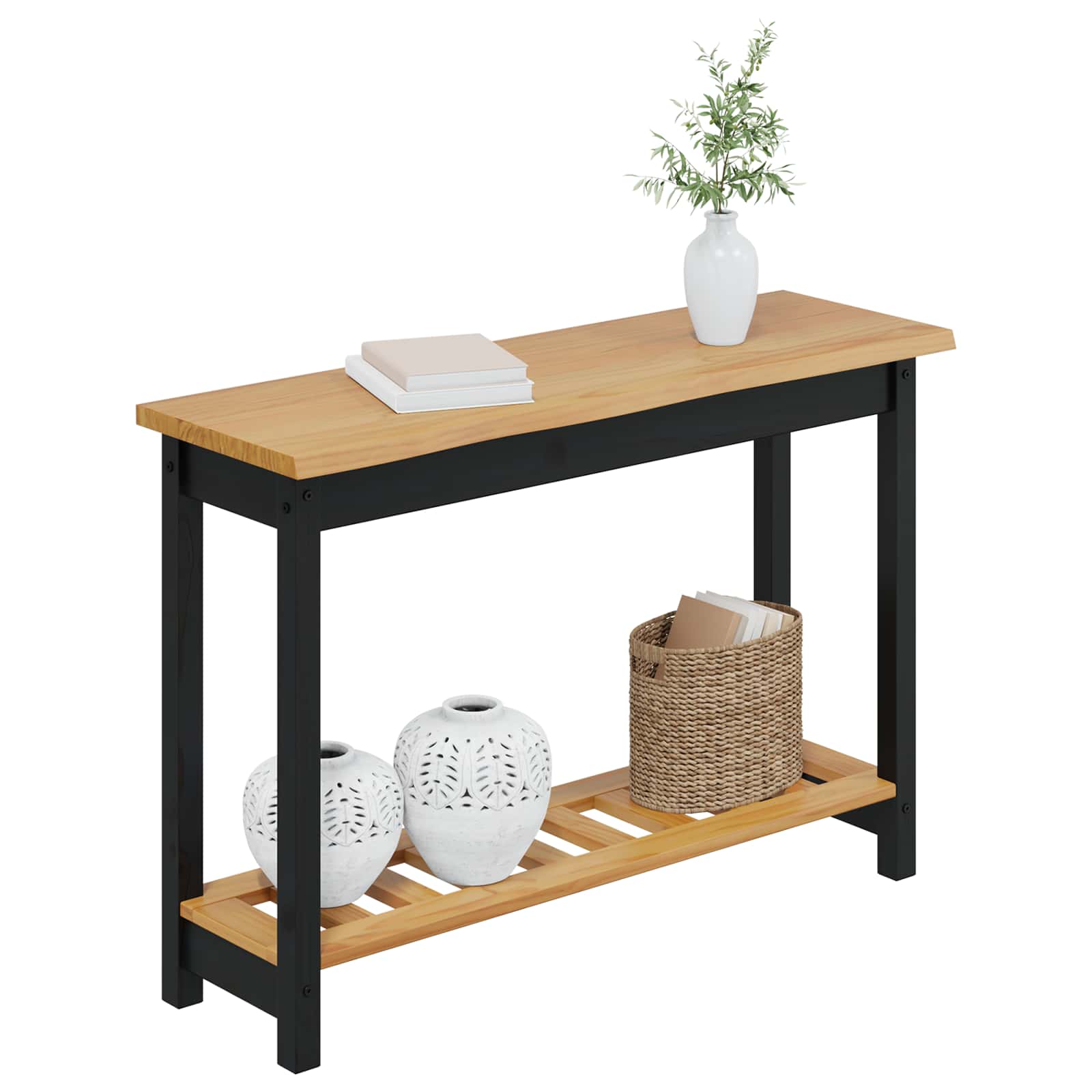 Konzolna stolica EKAI Crna 112 x 35 x 76 cm Masivna borovina