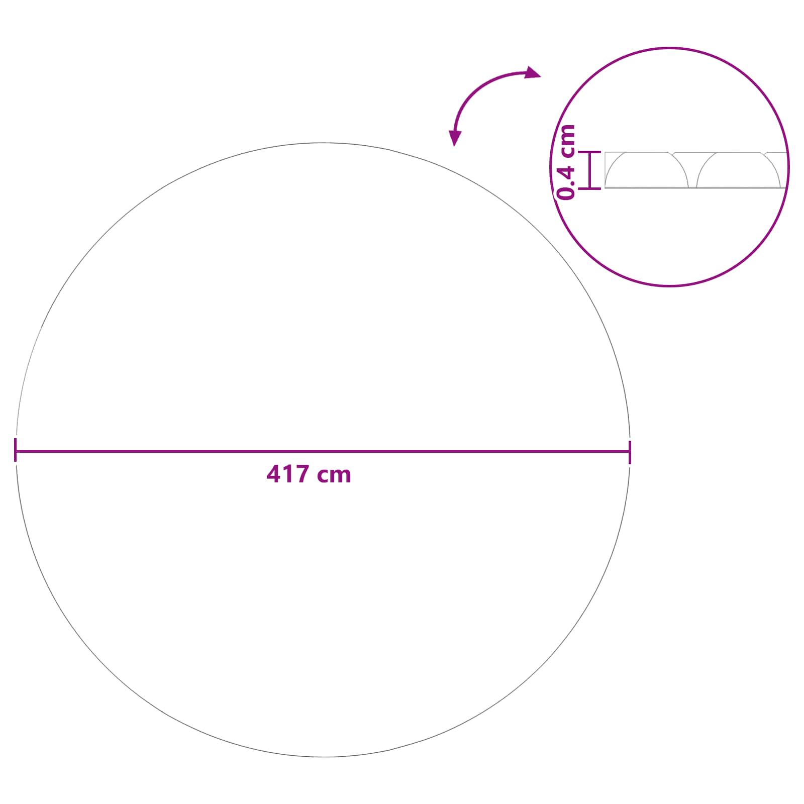 Solarni pokrov za bazen ekstra težak Ø 417 cm 400 μm Kružni PE