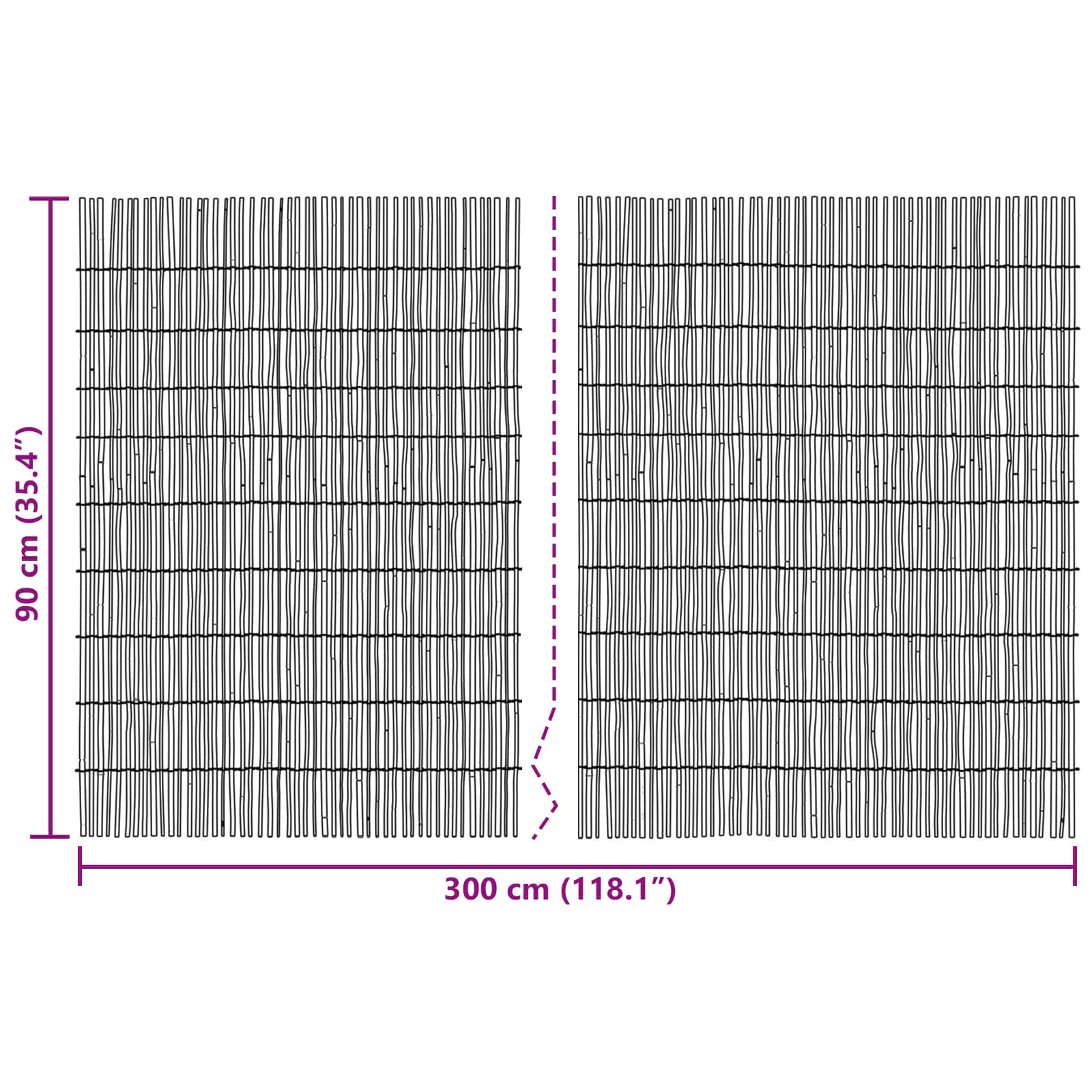 Vrtna Ograda Karbonizirano 300 x 90 cm Trska