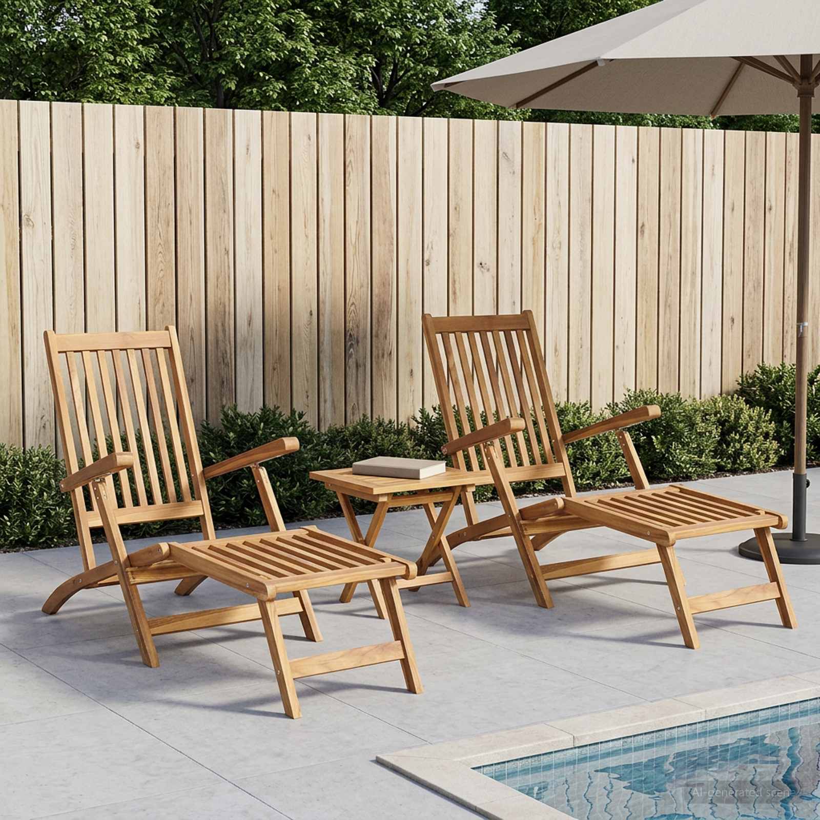 Sklopiva ležaljka s stolom 2 pcs Prirodna Čvrsto teak drvo