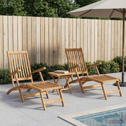 Sklopiva ležaljka s stolom 2 pcs Prirodna Čvrsto teak drvo