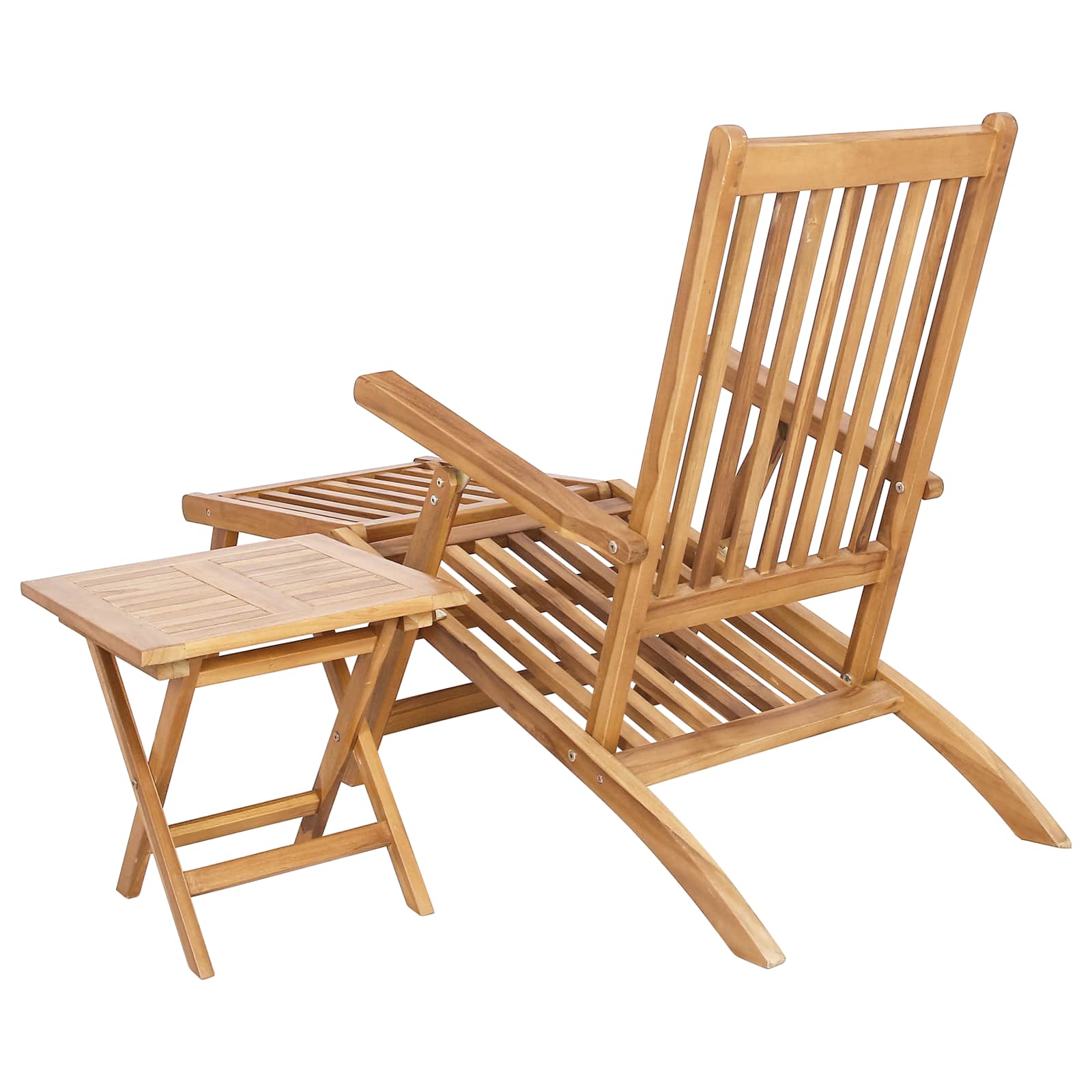 Sklopiva ležaljka s stolom 2 pcs Prirodna Čvrsto teak drvo