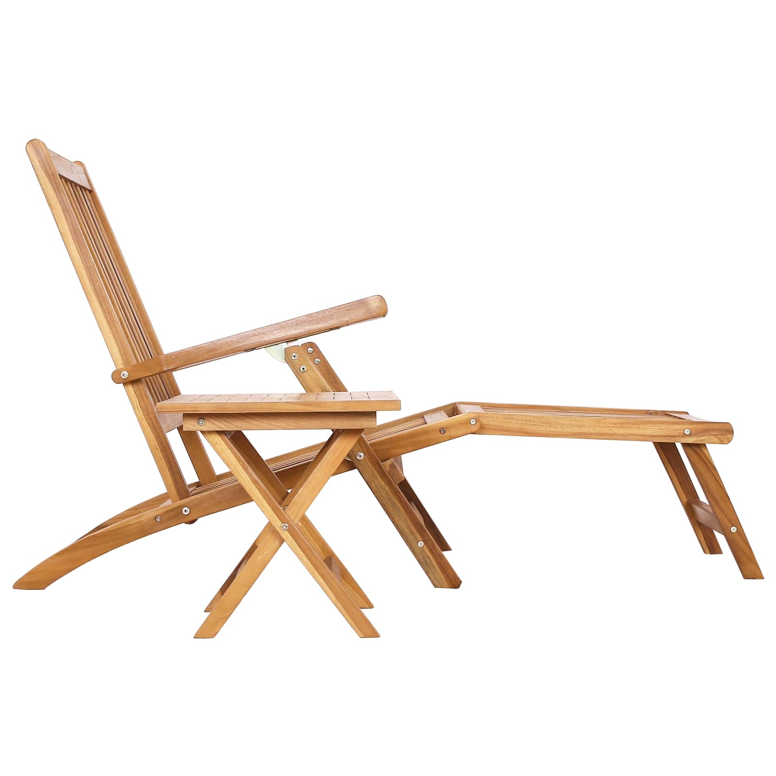 Sklopiva ležaljka s stolom 2 pcs Prirodna Čvrsto teak drvo