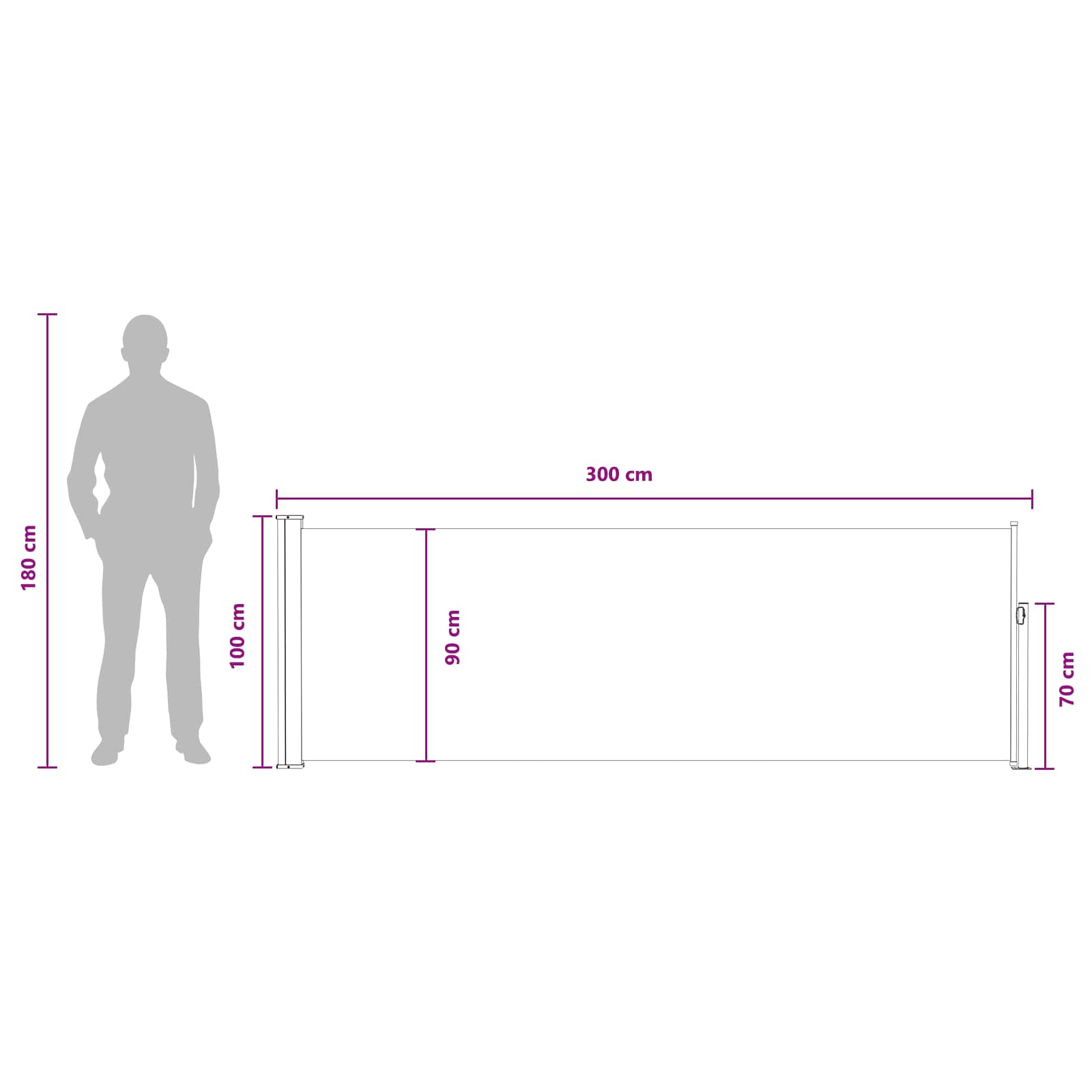 Retraktabilna bočna tende Antracit 300 x 100 cm Poliester
