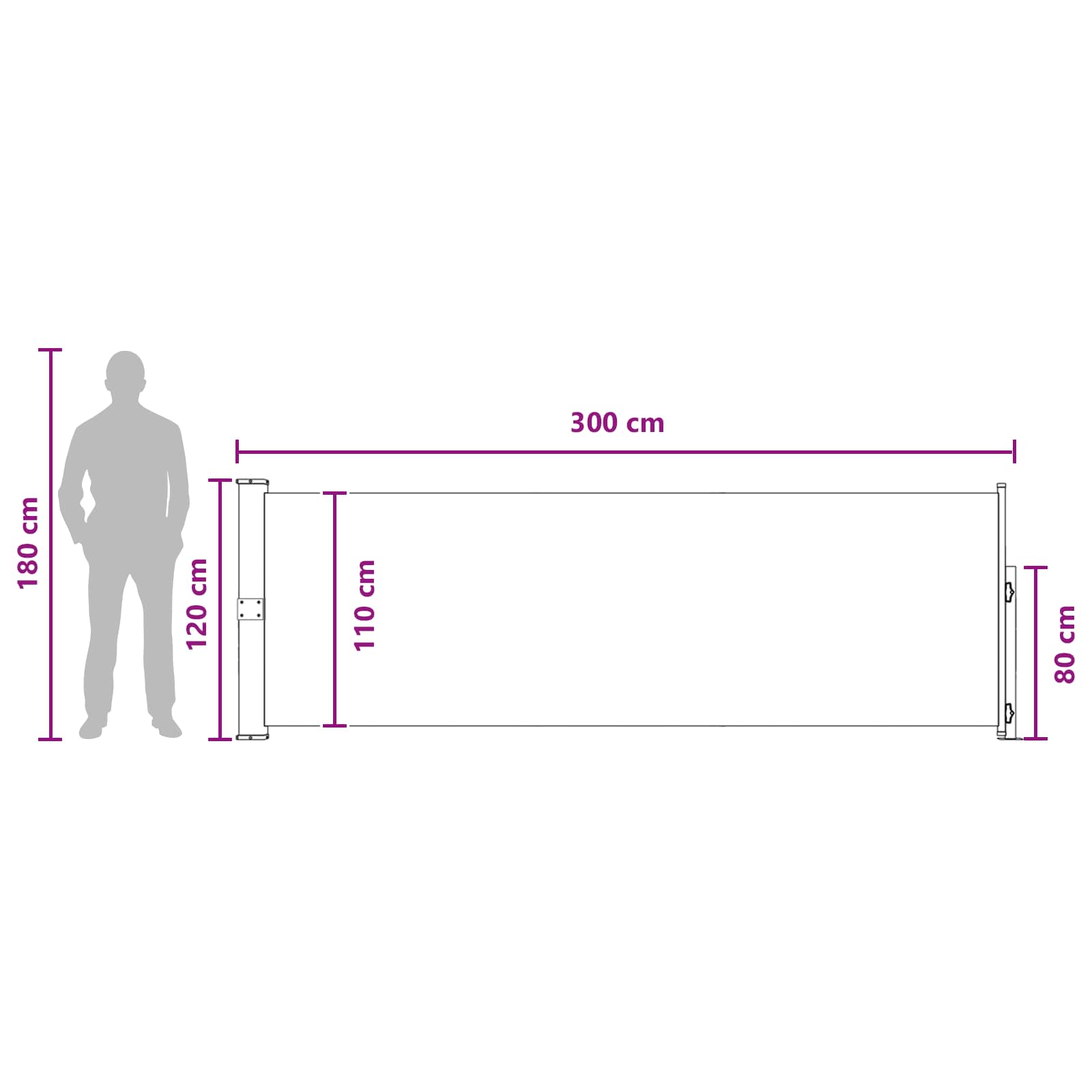 Retraktabilna bočna tende Sivosmeđa 300 x 120 cm Poliester