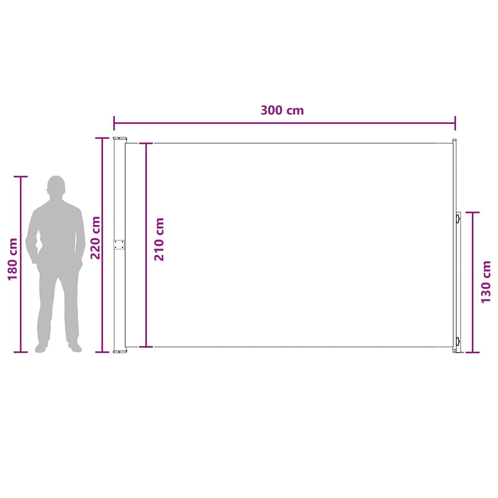 Retraktabilna bočna tende Sivosmeđa 300 x 220 cm Poliester