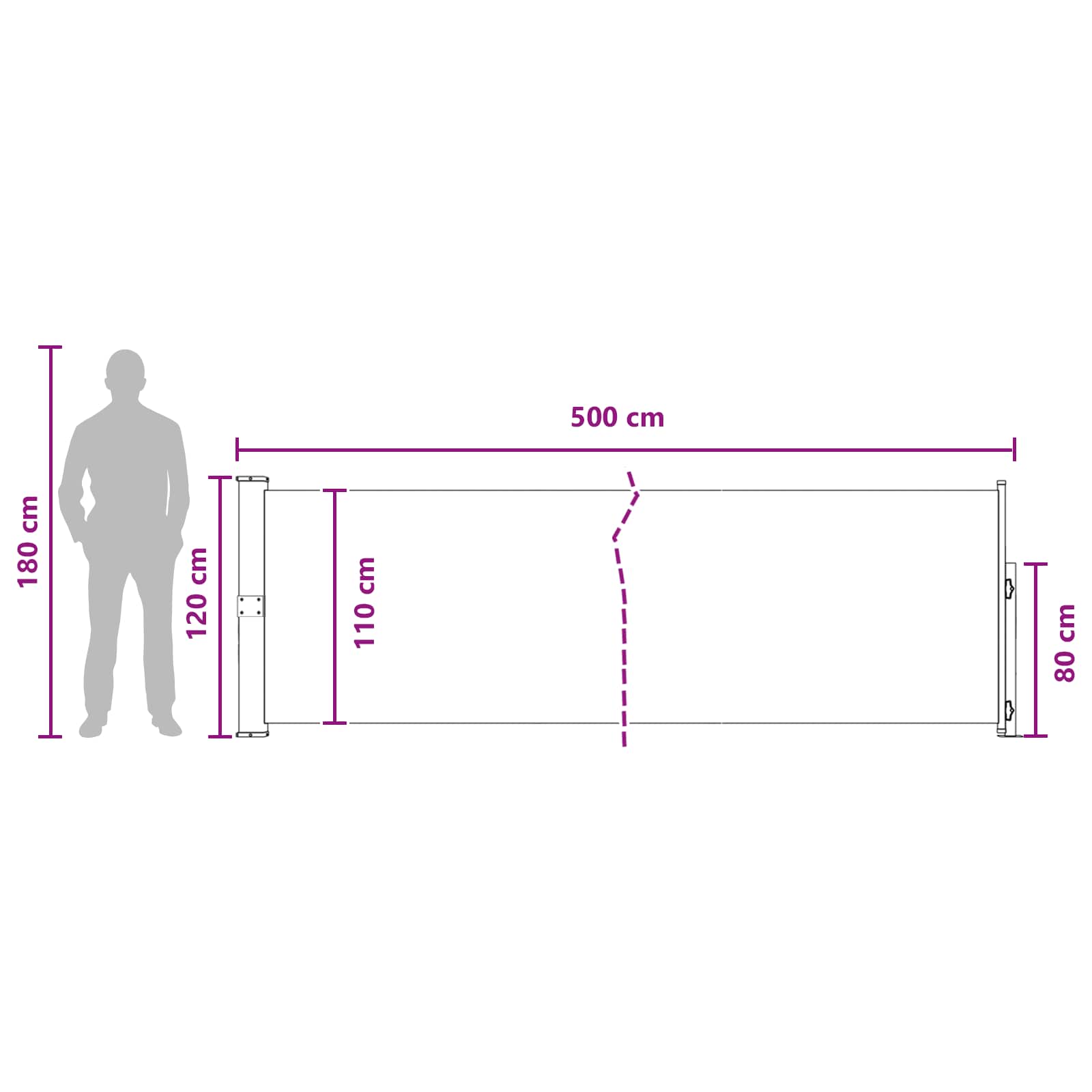 Retraktabilna bočna tende Sivosmeđa 500 x 117 cm Poliester