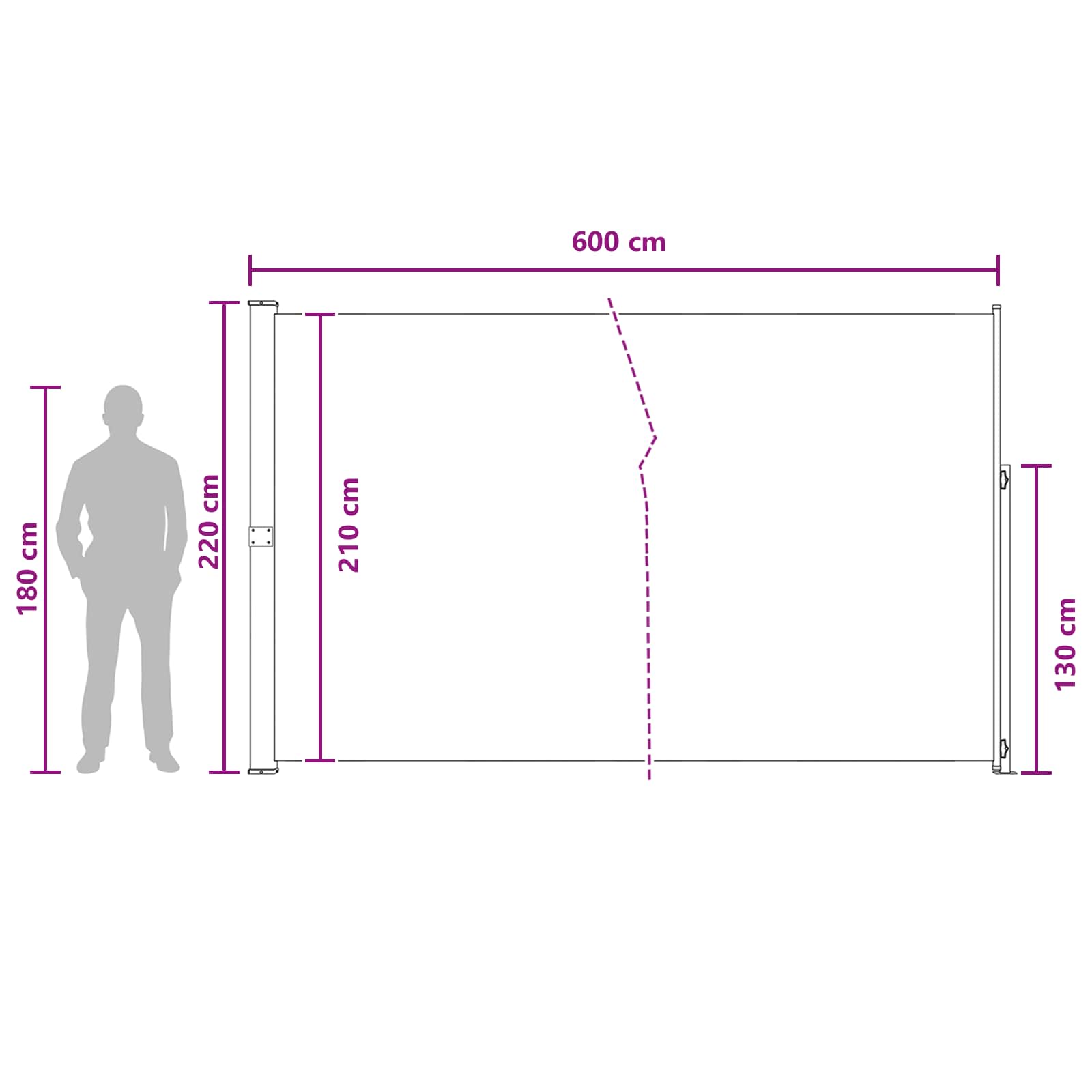 Retraktabilna bočna tende Antracit 600 x 220 cm Poliester