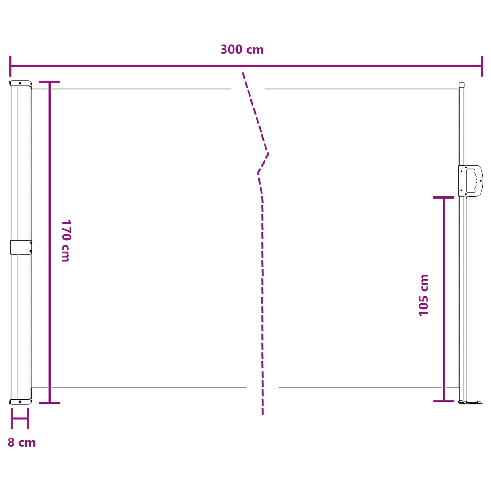 Retraktabilna bočna tende Smeđa 300 x 170 cm Poliester