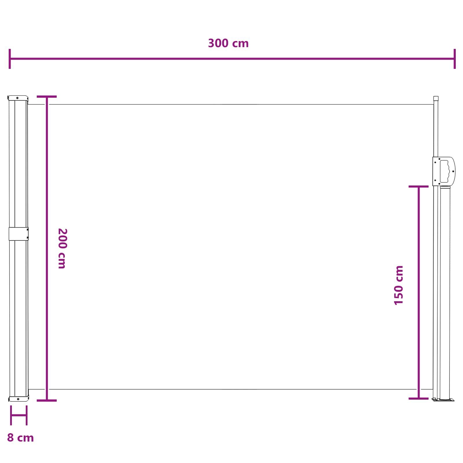 Retraktabilna bočna tende Pijesak 300 x 200 cm Poliester