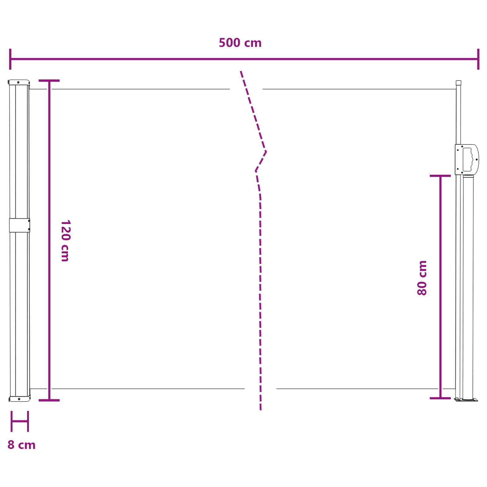Retraktabilna bočna tende Pijesak 500 x 120 cm Poliester