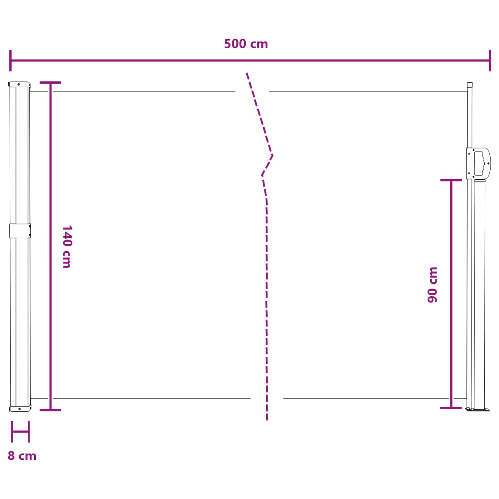 Retraktabilna bočna tende Pijesak 500 x 140 cm Poliester