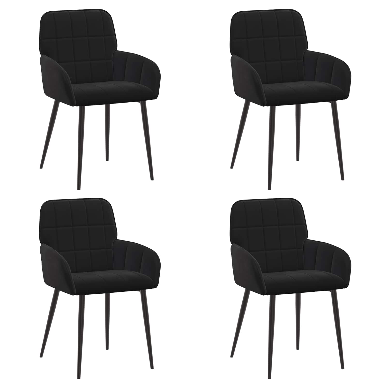 Trpezarijske stolice 4 pcs Baršun Crna 57 x 50 x 85 cm