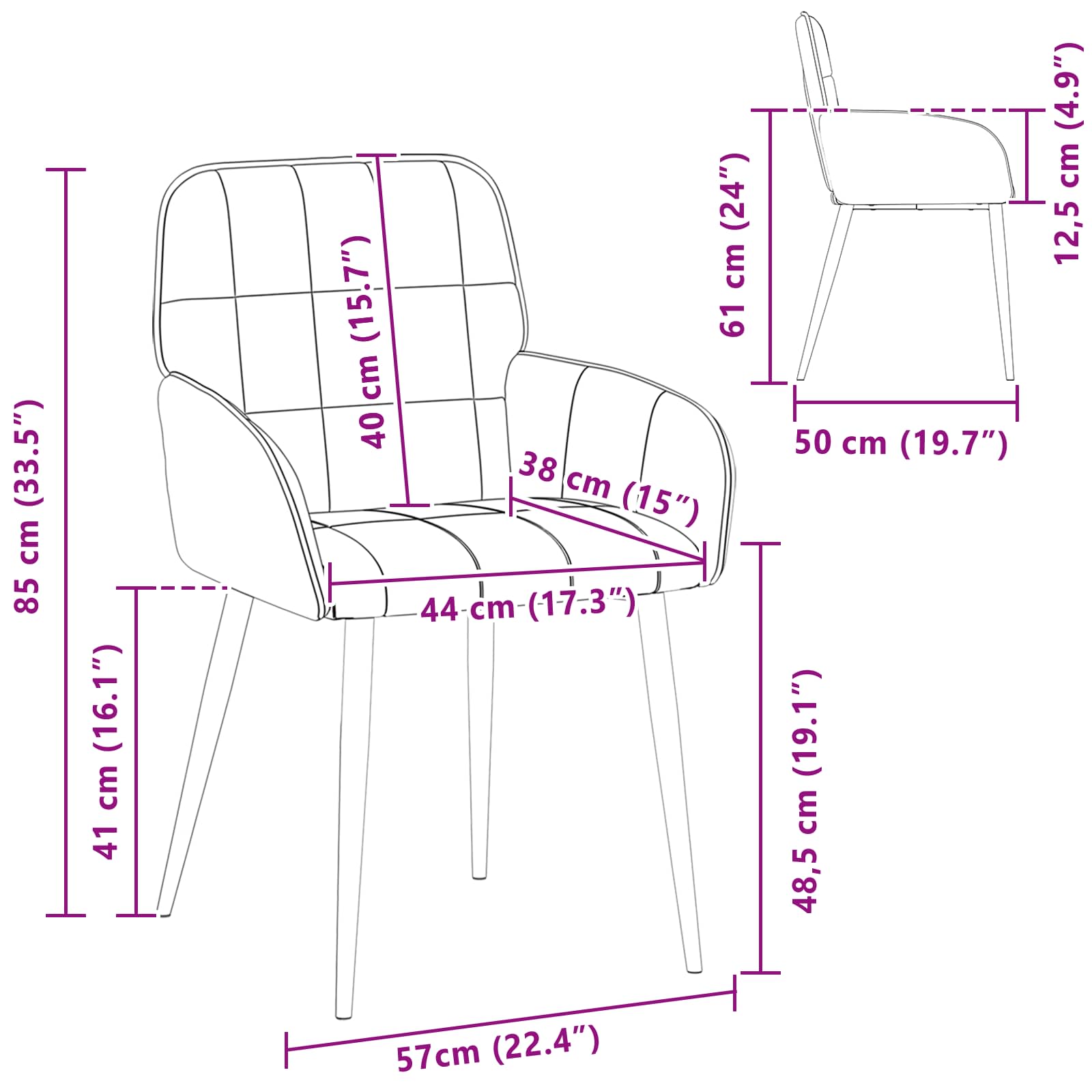 Trpezarijske stolice 4 pcs Baršun Krem 57 x 50 x 85 cm