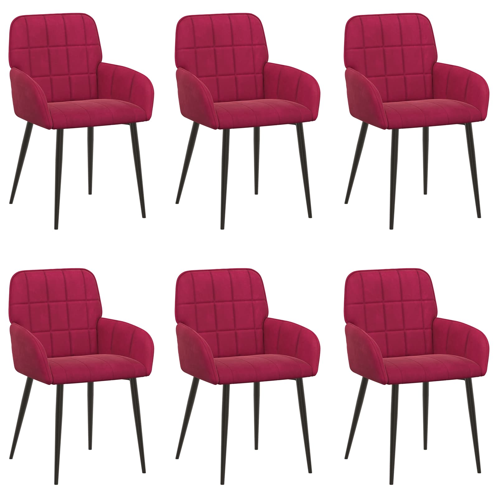Trpezarijske stolice 6 pcs Baršun Vinska crvena 57 x 50 x 85 cm