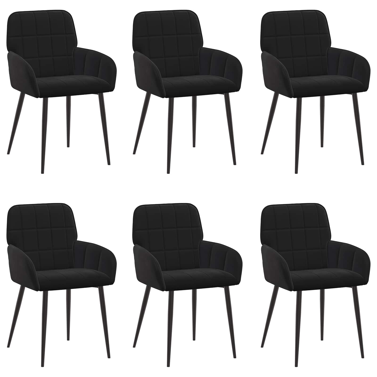 Trpezarijske stolice 6 pcs Baršun Crna 57 x 50 x 85 cm