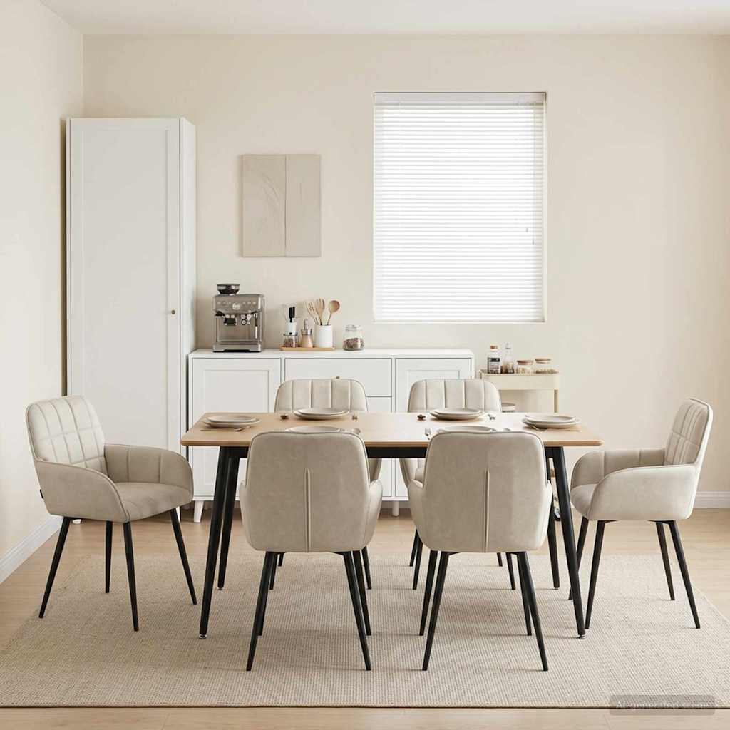 Trpezarijske stolice 6 pcs Baršun Krem 57 x 50 x 85 cm