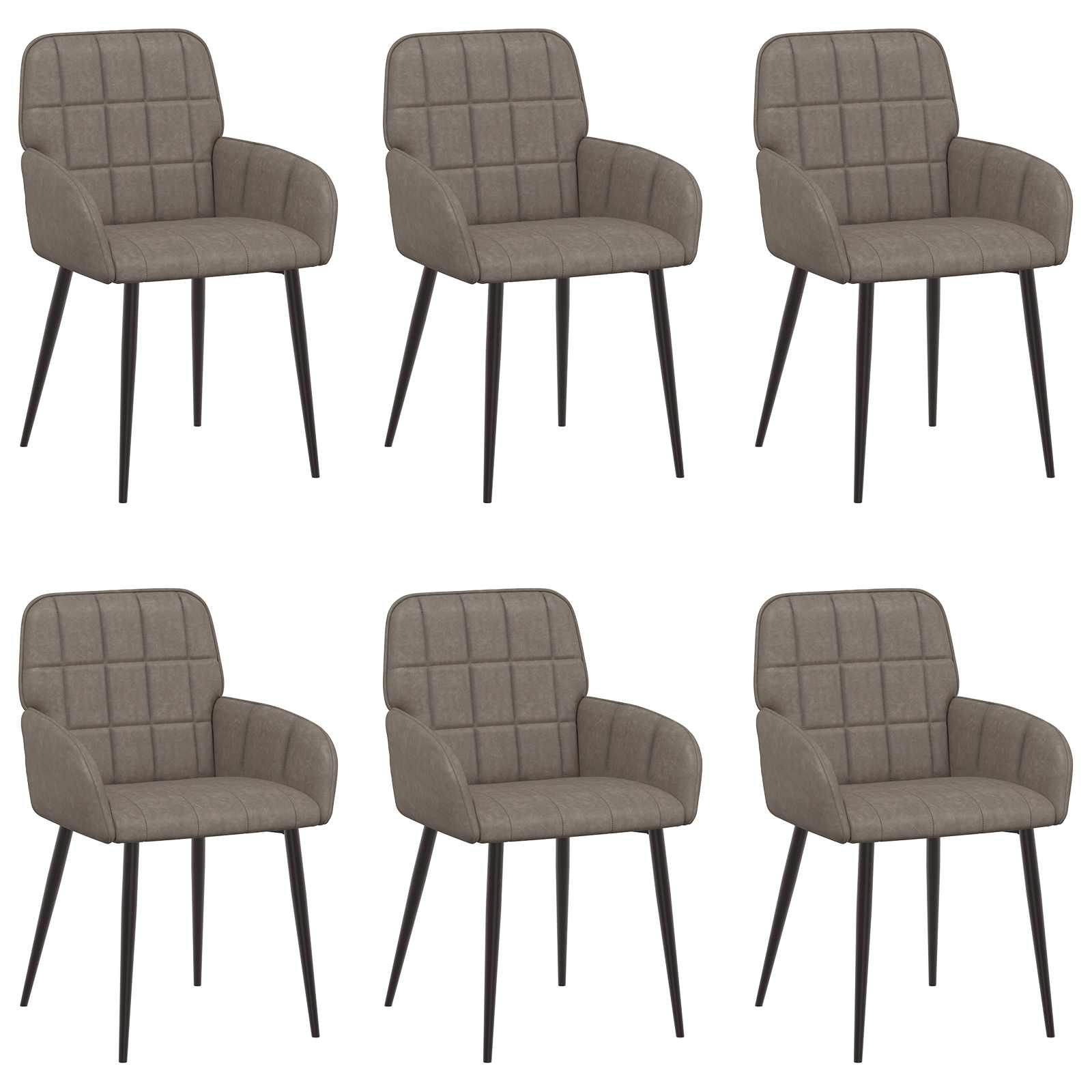 Trpezarijske stolice 6 pcs Umjetna koža Siva 57 x 50 x 85 cm