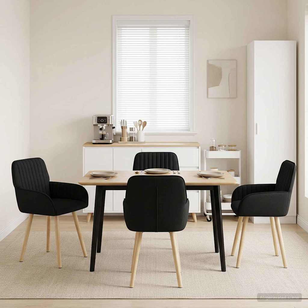 Trpezarijske stolice 4 pcs Tkanina Crna 56,5 x 50 x 87,5 cm