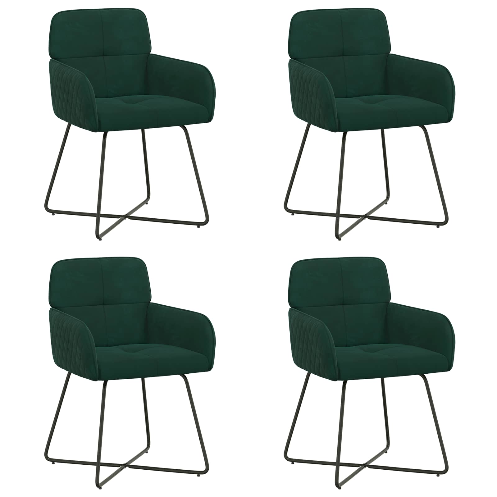 Trpezarijske stolice 4 pcs Baršun Tamnozelena 59 x 56,5 x 86 cm