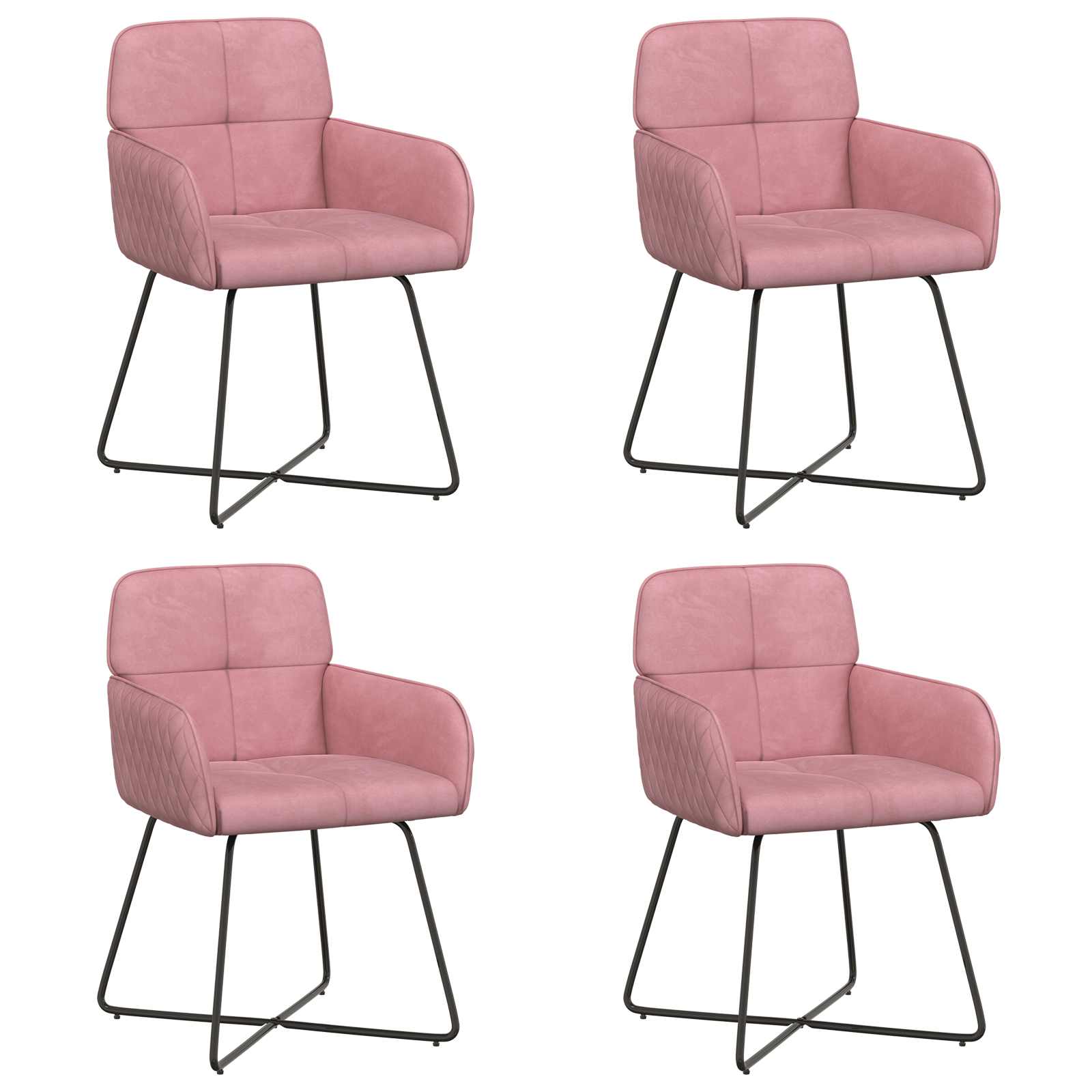 Trpezarijske stolice 4 pcs Baršun Ružičasta 59 x 56,5 x 86 cm