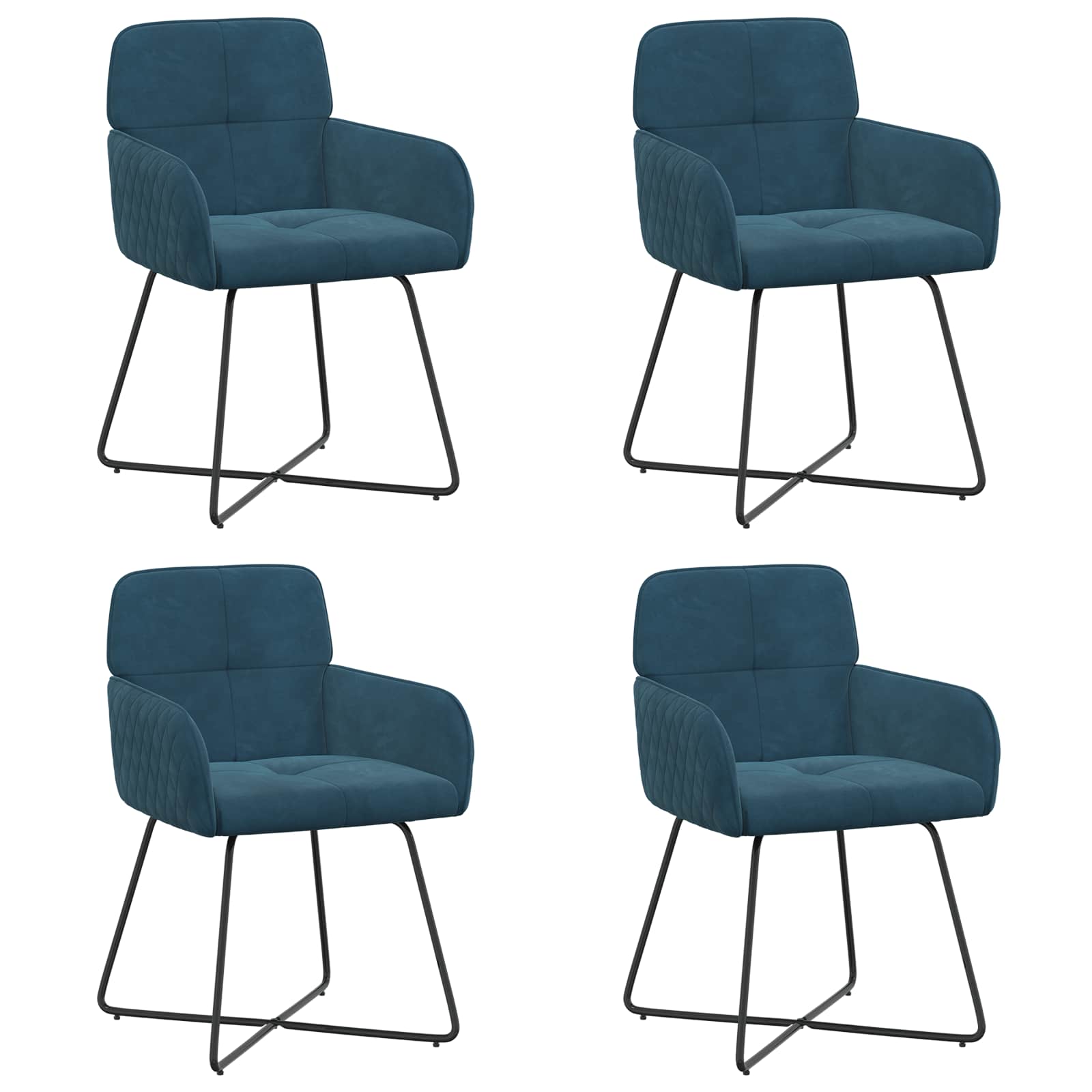 Trpezarijske stolice 4 pcs Baršun Plava 59 x 56,5 x 86 cm