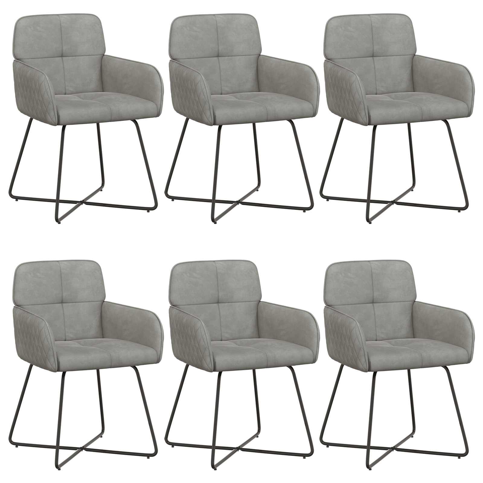 Trpezarijske stolice 6 pcs Baršun Svjetlosiva 59 x 56,5 x 86 cm