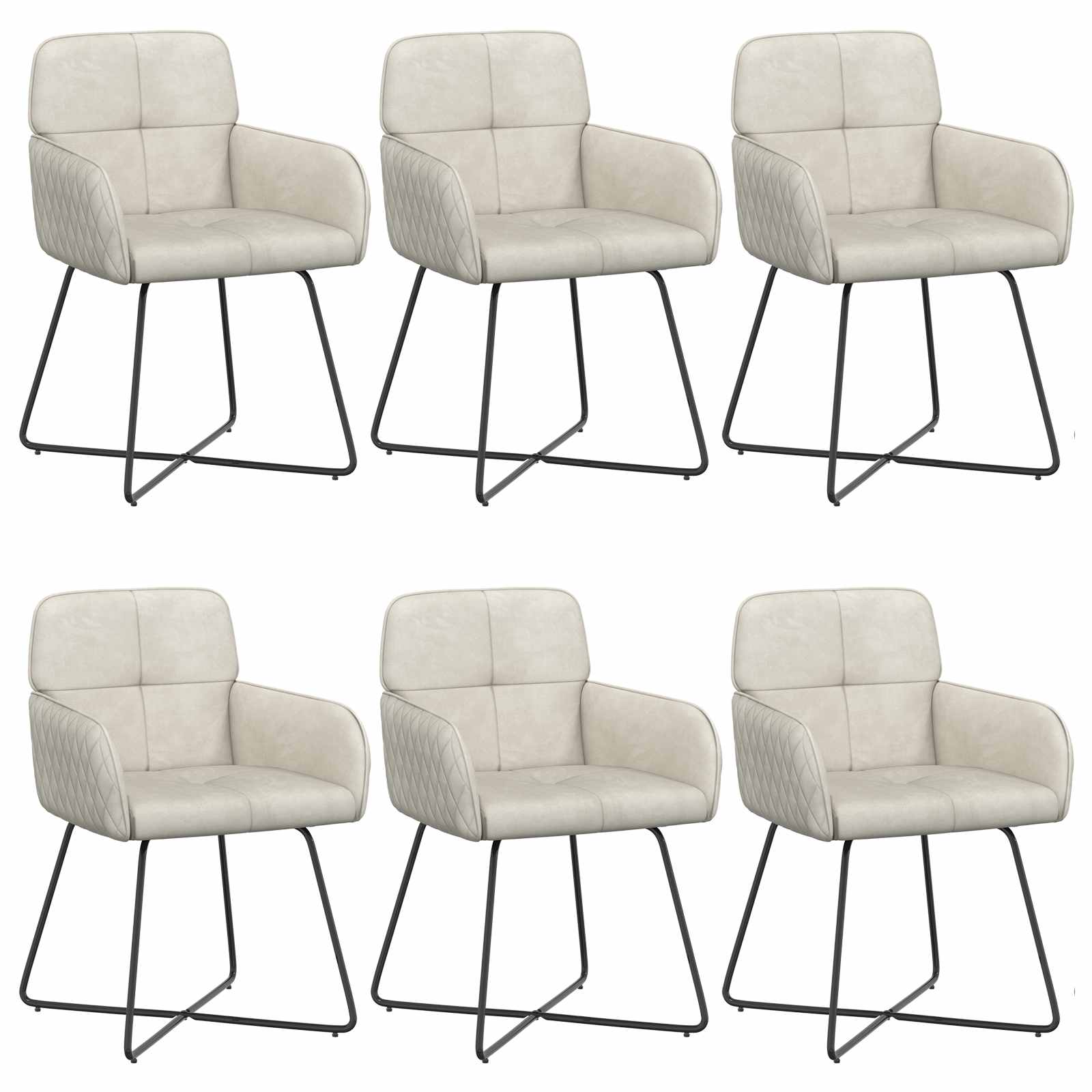 Trpezarijske stolice 6 pcs Baršun Krem 59 x 56,5 x 86 cm