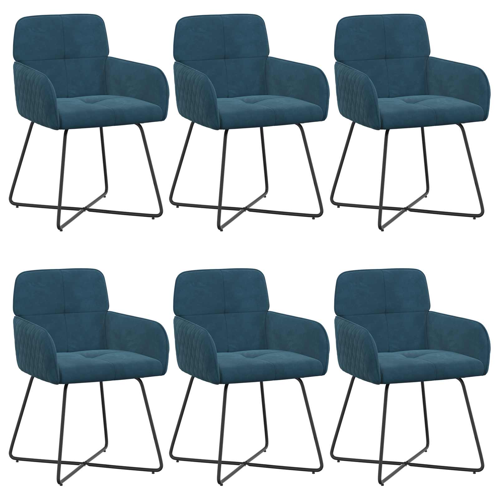 Trpezarijske stolice 6 pcs Baršun Plava 59 x 56,5 x 86 cm
