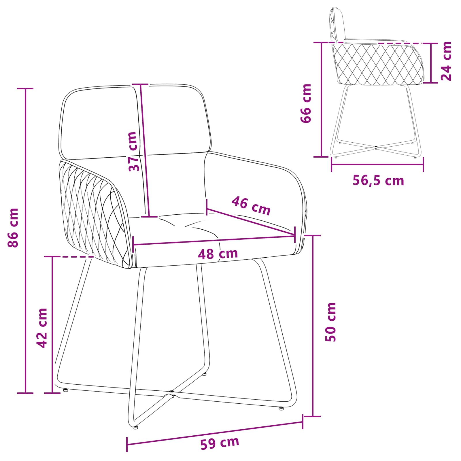 Trpezarijske stolice 6 pcs Baršun Plava 59 x 56,5 x 86 cm