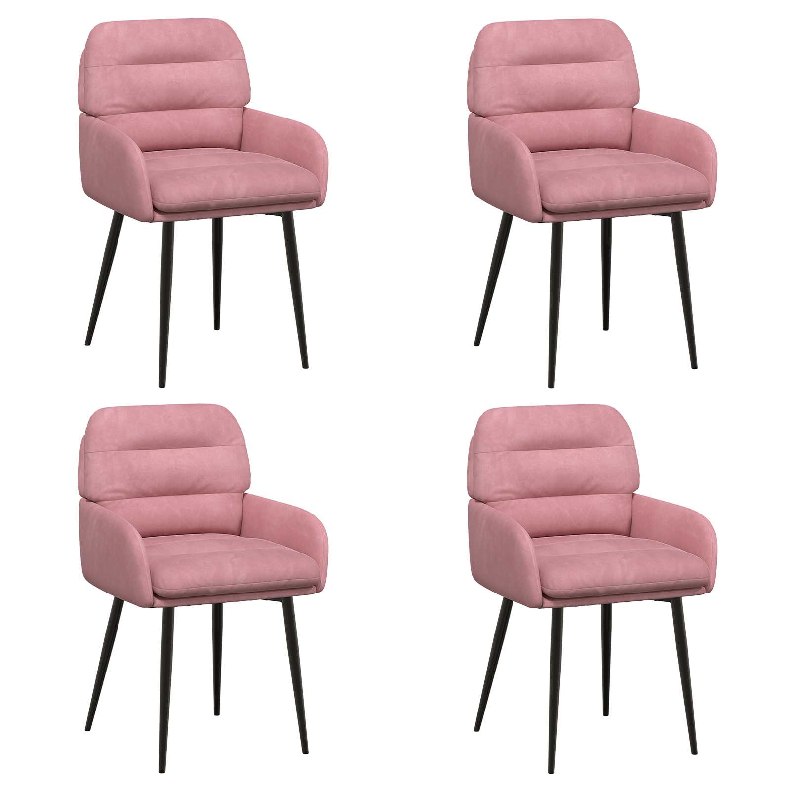 Trpezarijske stolice 4 pcs Baršun Ružičasta 59 x 59,5 x 90 cm