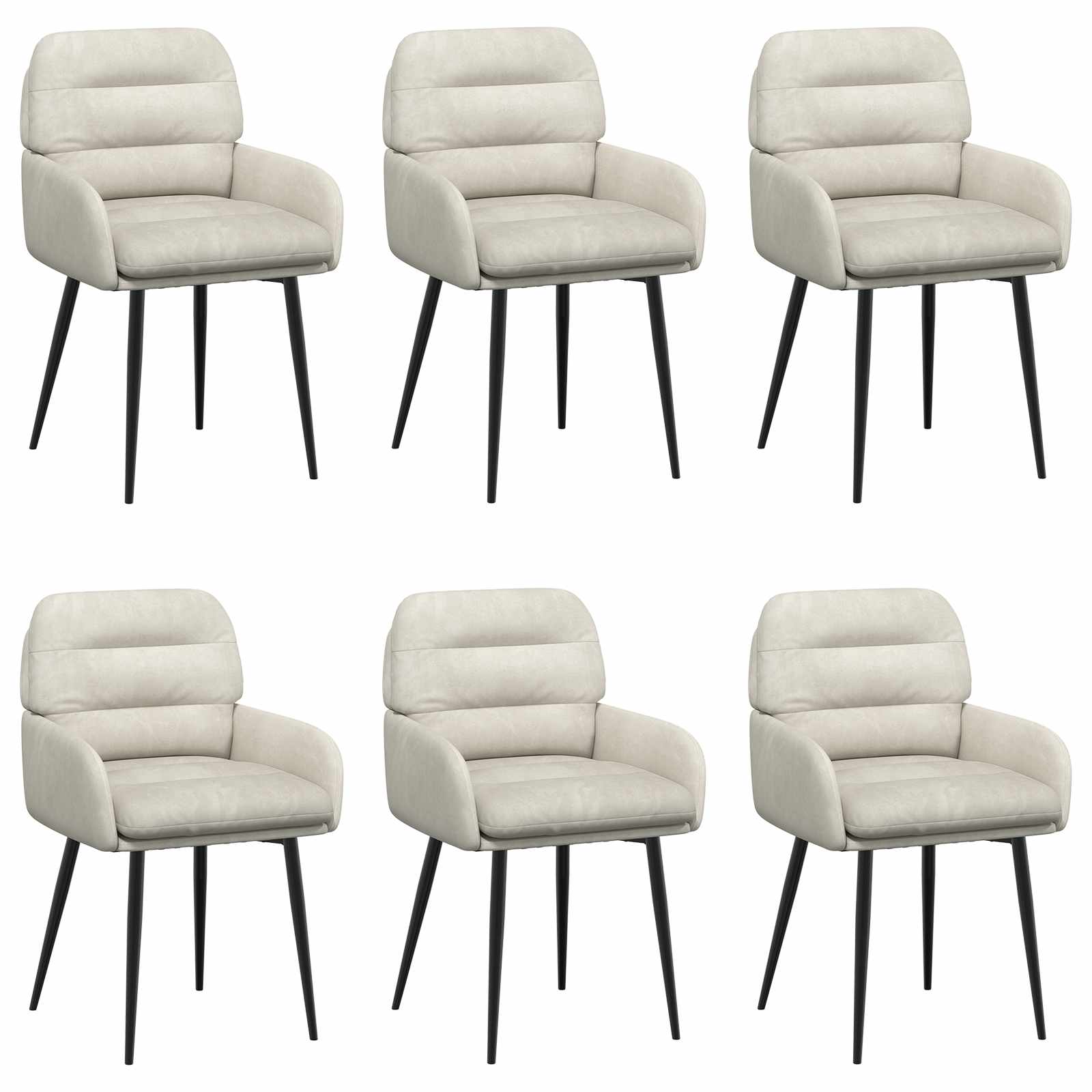 Trpezarijske stolice 6 pcs Baršun Krem 59 x 59,5 x 90 cm