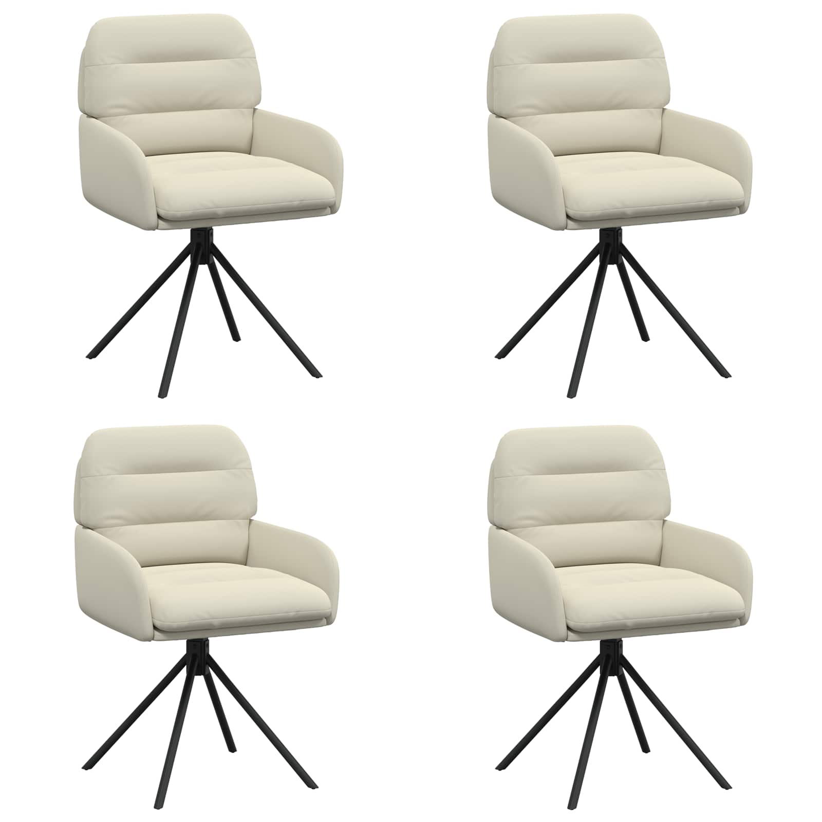Okretne blagovaonske stolice 4 pcs Umjetna koža Krem