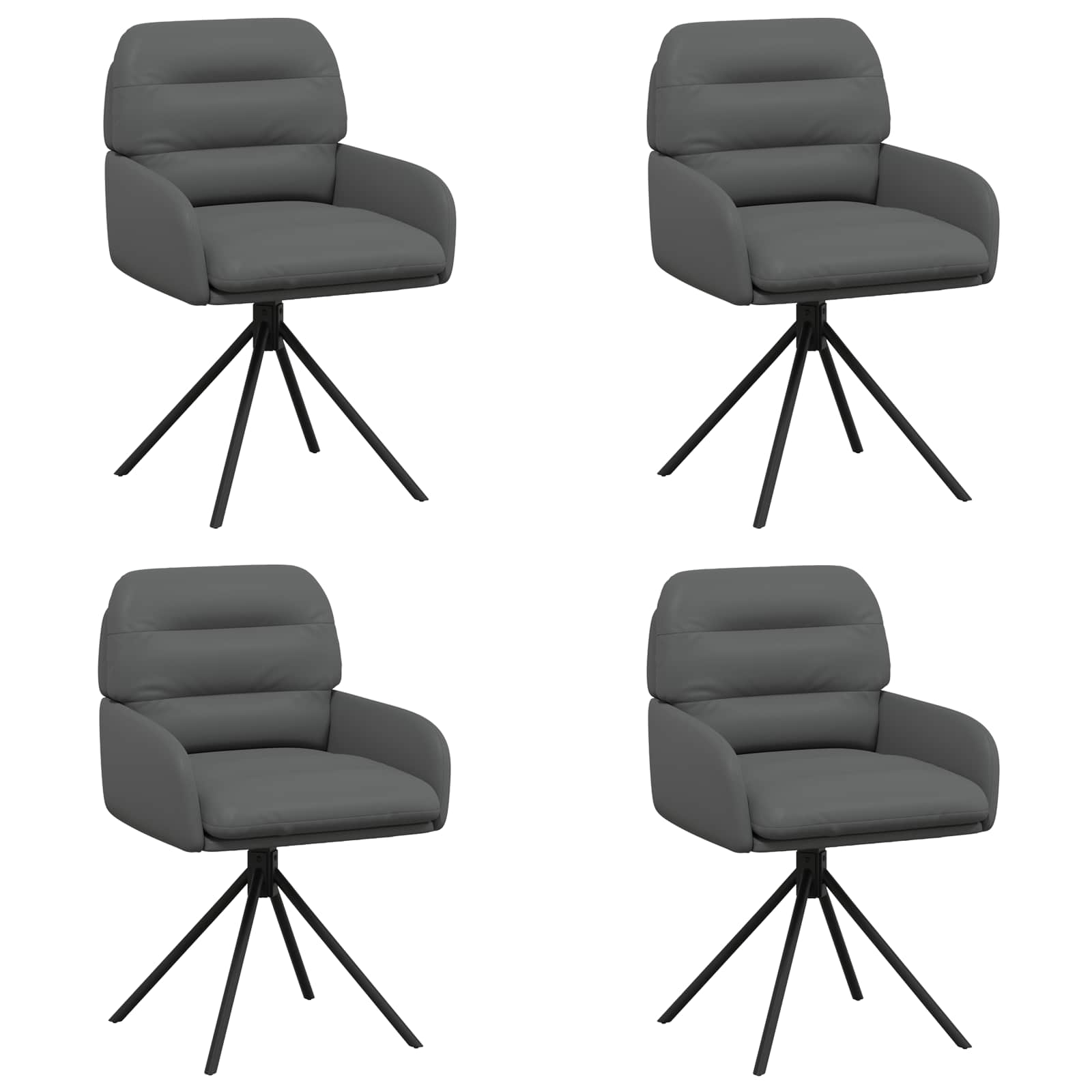Okretne blagovaonske stolice 4 pcs Umjetna koža Siva