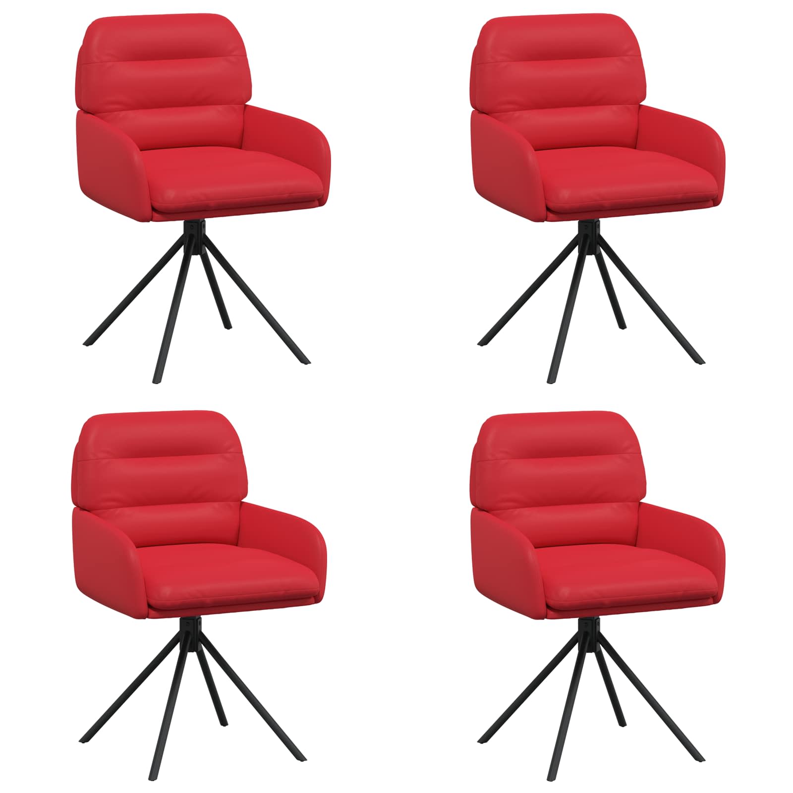 Okretne blagovaonske stolice 4 pcs Umjetna koža Crvena