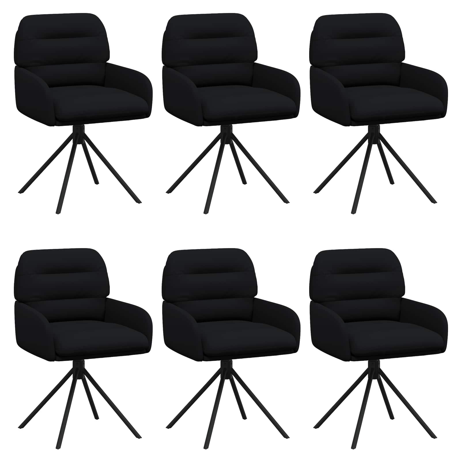 Okretne blagovaonske stolice 6 pcs Umjetna koža Crna
