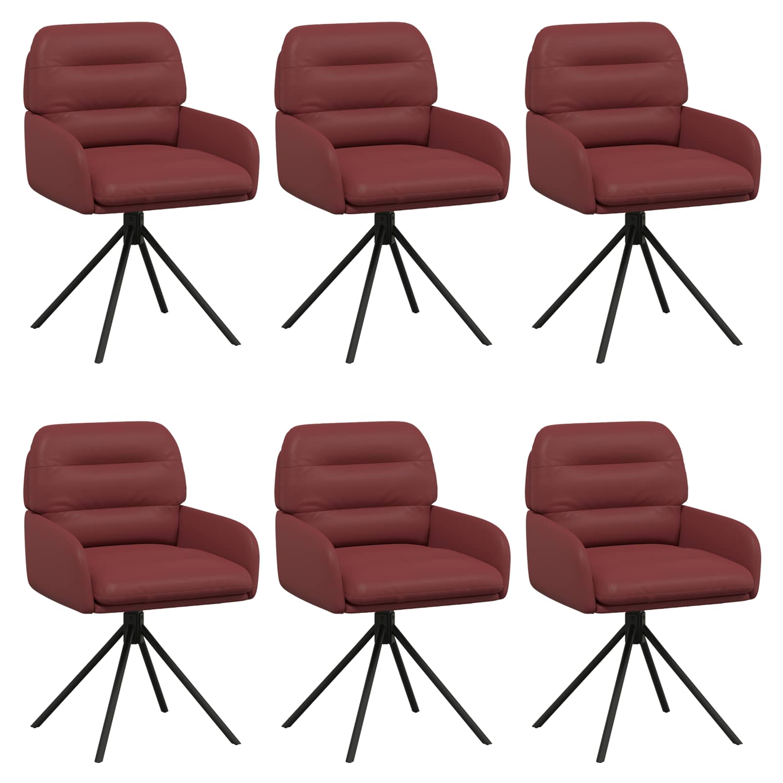 Okretne blagovaonske stolice 6 pcs Umjetna koža Vinska crvena