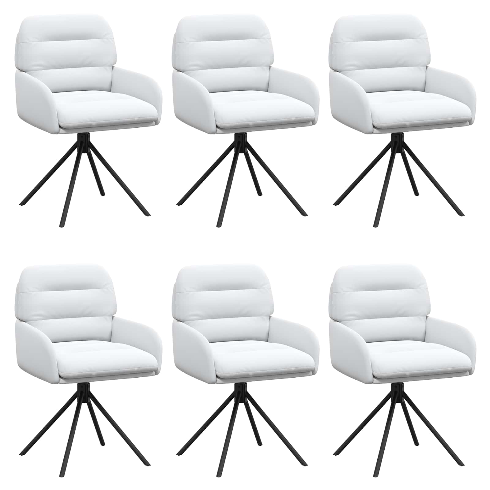 Okretne blagovaonske stolice 6 pcs Umjetna koža Bijela