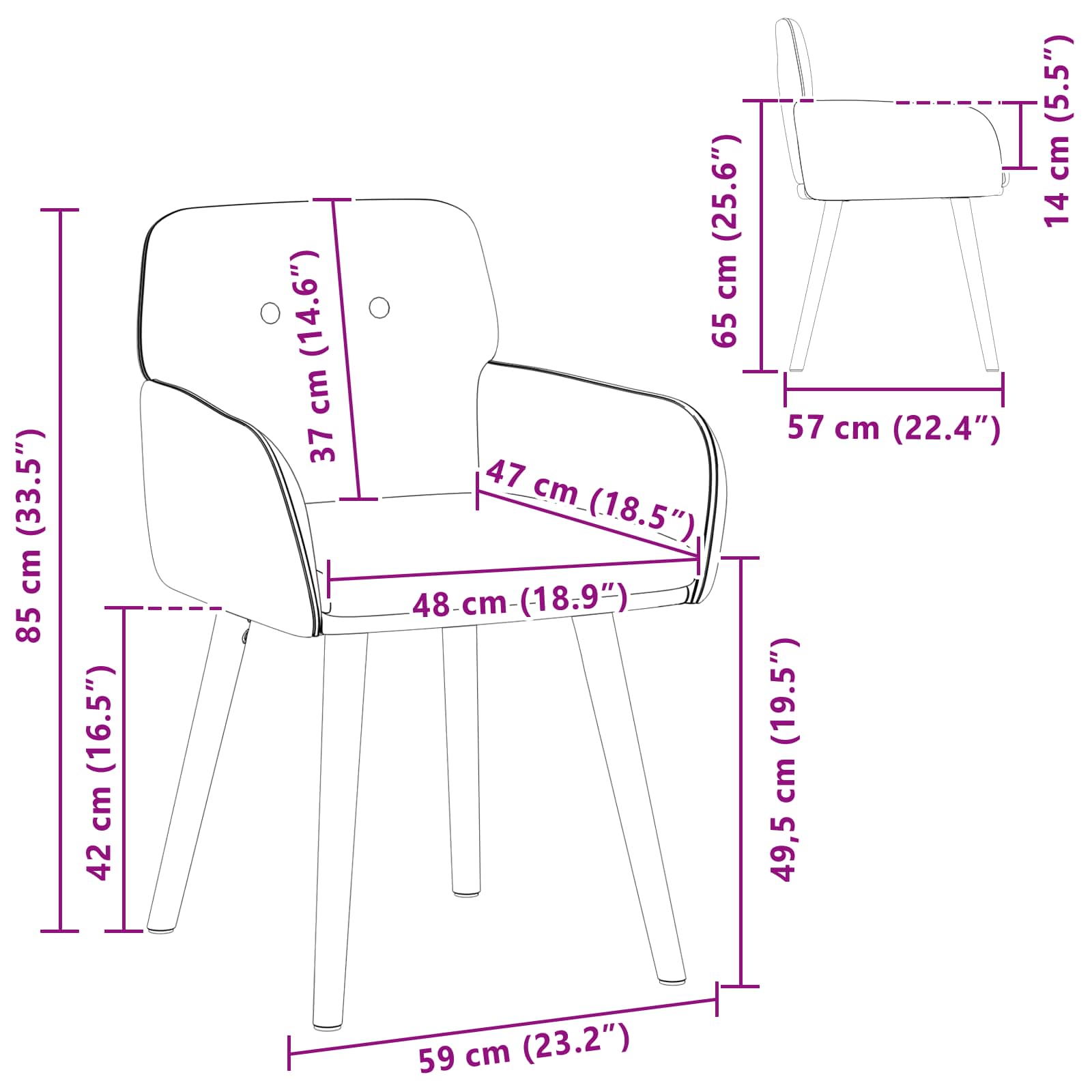 Trpezarijske stolice 4 pcs Bouclé Bež 59 x 57 x 85 cm