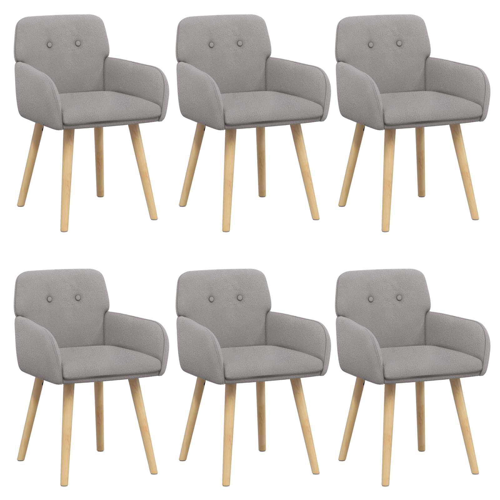 Trpezarijske stolice 6 pcs Bouclé Svjetlosiva 59 x 57 x 85 cm