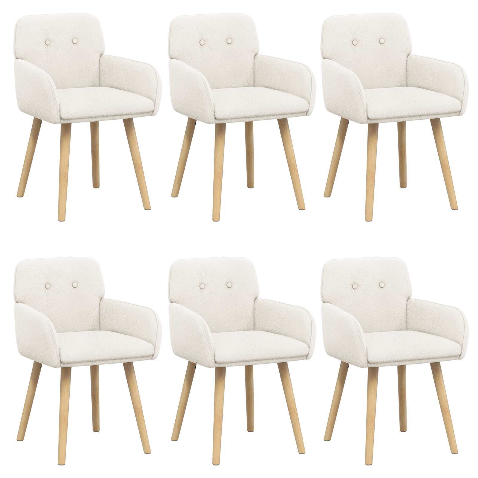 Trpezarijske stolice 6 pcs Bouclé Krem 59 x 57 x 85 cm